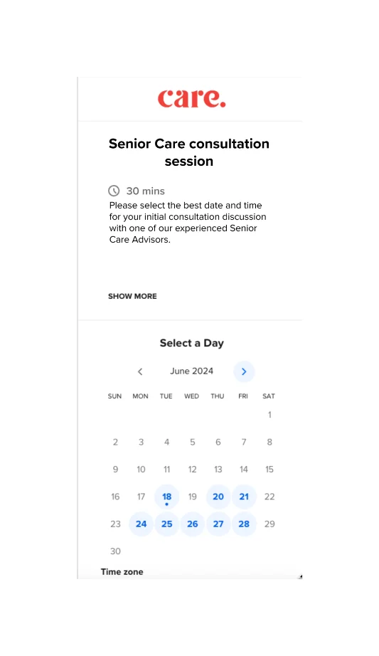 Calendly booking screen