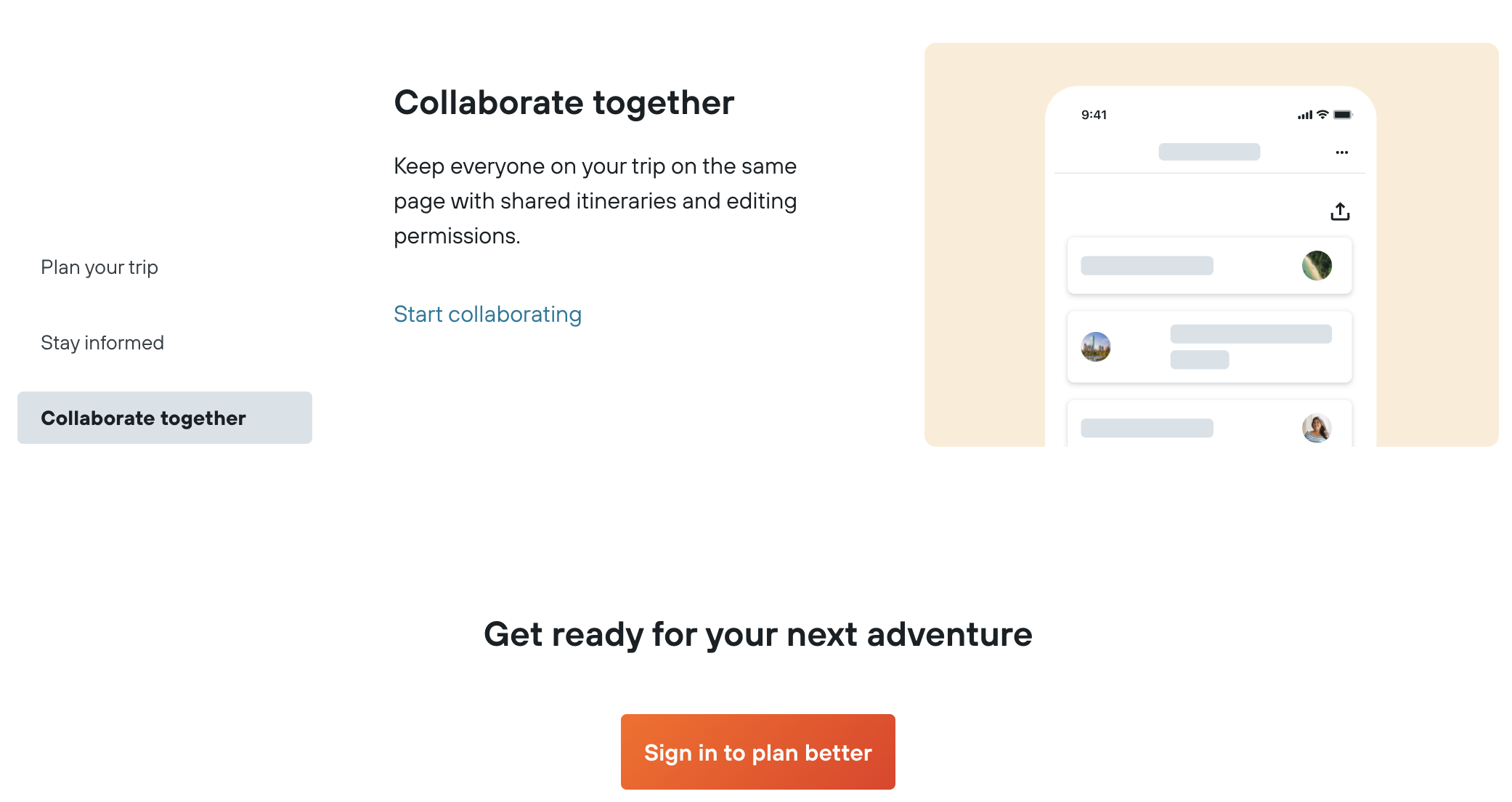 Trips onboarding — step 3: Collaborate together